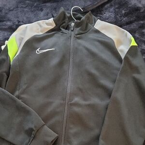 Nike Black Track Jacket with Gray and Neon Green Accents